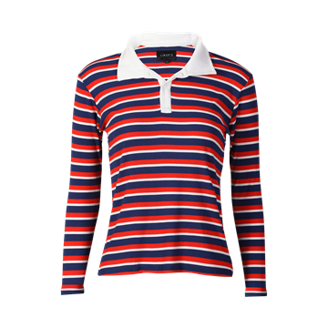 Liberté - Natalia Ls Polo Blouse - Navy Red White Stripe